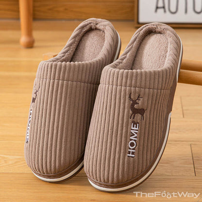 Corduroy Stripes Cotton Slippers