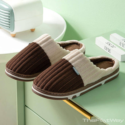 Coffee Unisex Winter Corduroy Slippers