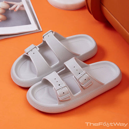 Gray Buckle Sandals