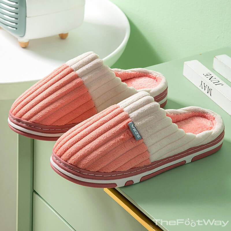 Pink Unisex Winter Corduroy Slippers